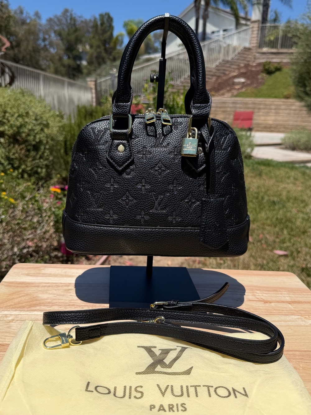 NEW LV Print Alma Empreinte BB Black Embossed Monogram Satchel w/ Gold Hardware